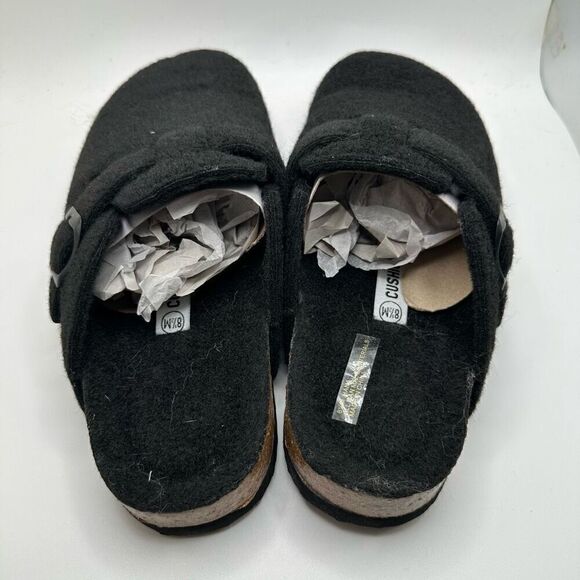 CUSHIONAIRE Women's Cork Footbed Clog with Genuine Leather Upper 8.5 BLACK WOOL - Picture 4 of 7